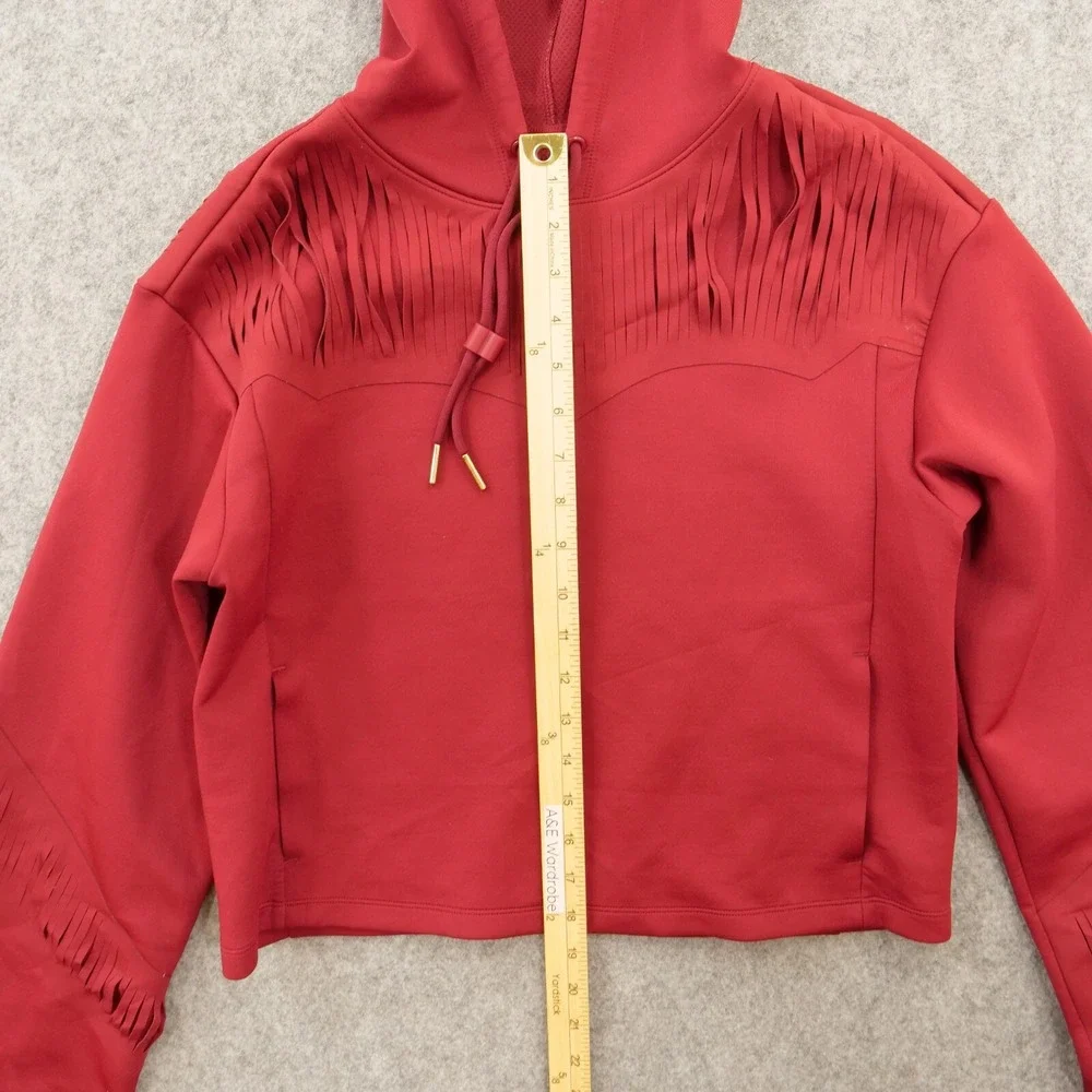 Nike Hoodie Sweatshirt Womens Extra Small Red Fringe Training Pullover Drawstrin